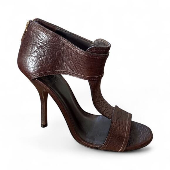 Tory Burch Women’s Brown Leather T-Strap Heels 7.5 - Picture 1 of 7